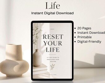 Reset Your Life Digital Guidebook | Printable Self-Care Workbook | Personal Growth Journal PDF | Goal Planner