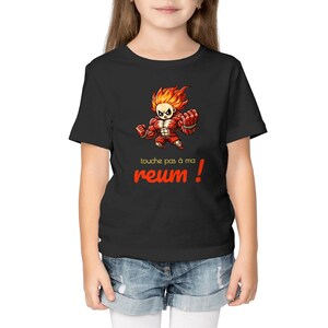 Organic children&#39;s t-shirt, don&#39;t touch my reum! Manga style. Printed in France. Original children&#39;s gift. Eco-responsible and durable children&#39;s top.