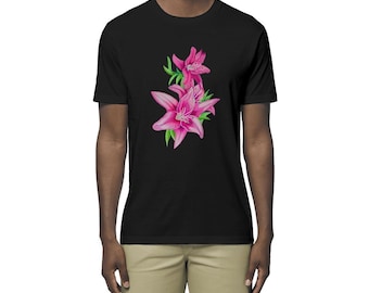 Vegan unisex t-shirt. Fleur lis safrance printed in France. Eco-responsible and sustainable t-shirt. 100% organic cotton. XS to 3XL