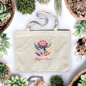 Durable Tote Bag | 100% Recycled Multicolor Floral Design | Ethical Vegan Beach Bag | Eco-friendly and stylish tote bag
