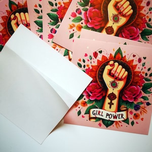 Girl-Power-Aufkleber | Feministische GPW-Aufkleber | Frauenförderung | 9,8 x 9,8 cm große quadratische Aufkleber für Laptops | Wasserflaschen | und Notizbücher