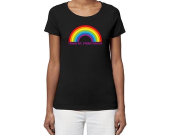 Camiseta de algodón orgánico para mujer - levántate, mantente orgullosa