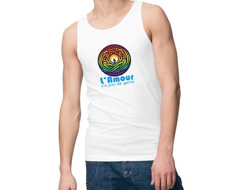 Camiseta de tirantes para hombre eco-responsable. El amor no tiene género. Camiseta, camiseta sin mangas, top orgullo para hombres éticos y sostenibles. Algodon organico