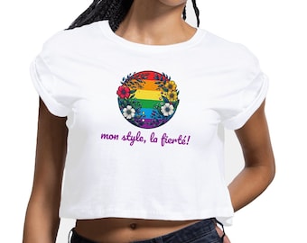Crop top de mujer confeccionado en algodón orgánico. La mejor mujer lgbtqia. Un estilo para el orgullo. Ropa de activista, activista gay, lesbiana, lgbt.