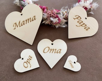 Wooden heart with engraving / wooden heart / engraved / personalized / various sizes / gift / love / wedding / mourning / funeral