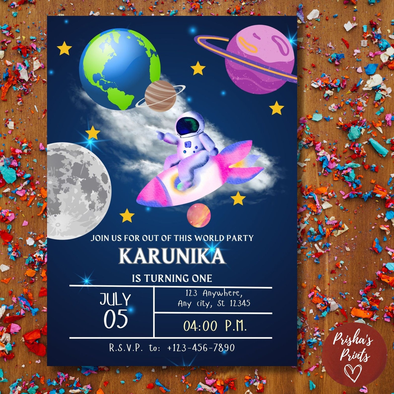 Editable Space Birthday Invitation Template, Printable Birthday Party ...