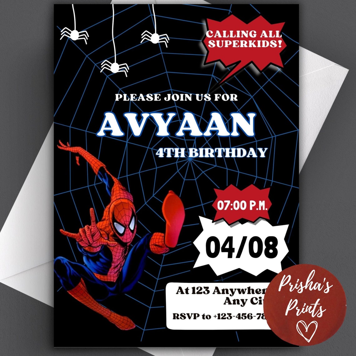 Editable Spiderman Birthday Invitation Template , Printable Birthday ...