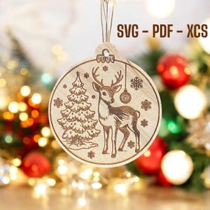 Design Palline di Natale Cervo Natalizio - Novità Natale 2024 - File Laser Cut PDF, SVG, XCS - Download Immediato
