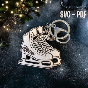 Pattini da ghiaccio - Portachiavi e pallina natalizia - Novità Natale 2024 - File Laser Cut PDF, SVG, XCS - Download Immediato
