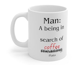 Philosophy Lover Gift, 11 oz Ceramic Coffee Mug, Plato Inspired, Greek Philosopher, Intellectual Mug