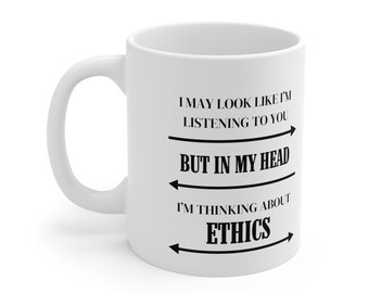Taza de café de ética, taza de filosofía, taza filosófica, taza de conversación, taza inteligente, taza ingeniosa, taza divertida, inteligente, moralidad, moral, ideales