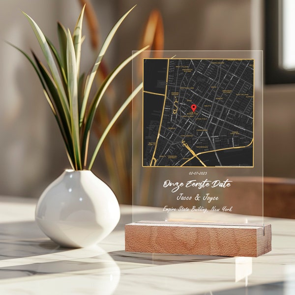 Personalize Map Gift,Gift for Her,First Date map, Personalized Acrylic plaque,Girlfriend gift,gifts boyfriend,Custom Map gift,custom map