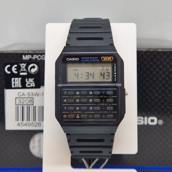 Casio Classic Rare Find  CALCULATOR Watch Vintage Retro Collection Alarm BLACK CA-53W-1ER