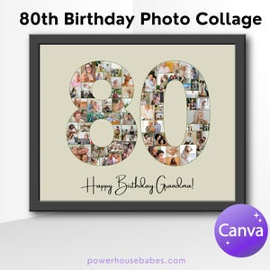 80th Birthday Photo Collage, 80th photo collage, eightieth year collage, kids photo collage, canva photo collage, 80th birthday sign,collage