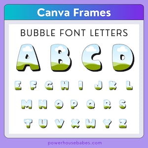 Marco de Canva de fuente de letras de burbuja, imágenes prediseñadas de fuente de burbuja, plantilla de alfabeto de Canva editable de arrastrar y soltar, letras de sublimación PNG
