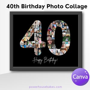40th Birthday Photo Collage, 40th photo collage, fortieth year collage, kids photo collage, canva photo collage, 40th birthday board