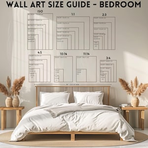 Bedroom Wall Art Size Guide (Portrait), frame ratio sizes, Poster Size Chart, Frame Size Guide, art size guide, portrait frame mockups