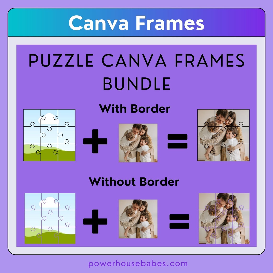 Puzzle Canva Frames Bundle, Editable Puzzles, Jigsaw Puzzle
