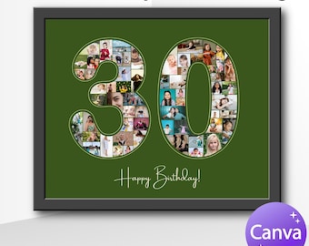 30th Birthday Photo Collage, 30th photo collage, thirtieth year collage, kids photo collage, canva photo collage, 30th birthday board