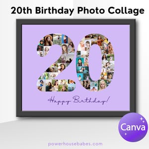 20th Birthday Photo Collage, 20th photo collage, twentieth year collage, kids photo collage, canva photo collage, 20th birthday board