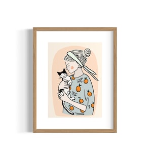 Girl and Leo the Cat Print