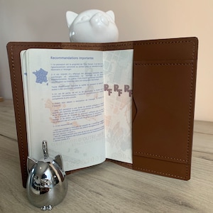 Etui à Passeport en cuir / Rangement Passeport / Voyage / Etui carte / Cuir / Fantaisie / Marron / Fabrication Artisanal/ Français
