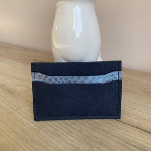 Porta carte in pelle / Porta carte di credito / Porta carte fedeltà / Nero / Marrone satinato / Oro rosa / 3 tasche