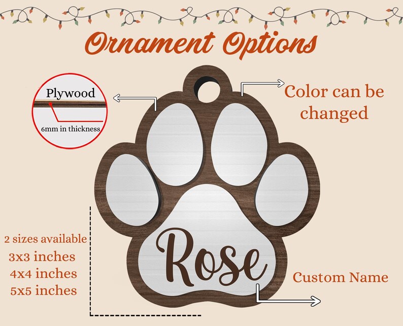 Custom Dog Paw Ornament, Dog's First Christmas Ornament, Dog Adoption