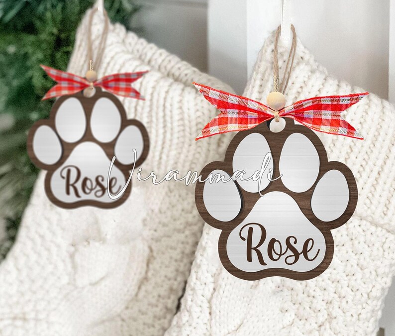 Custom Dog Paw Ornament, Dog's First Christmas Ornament, Dog Adoption