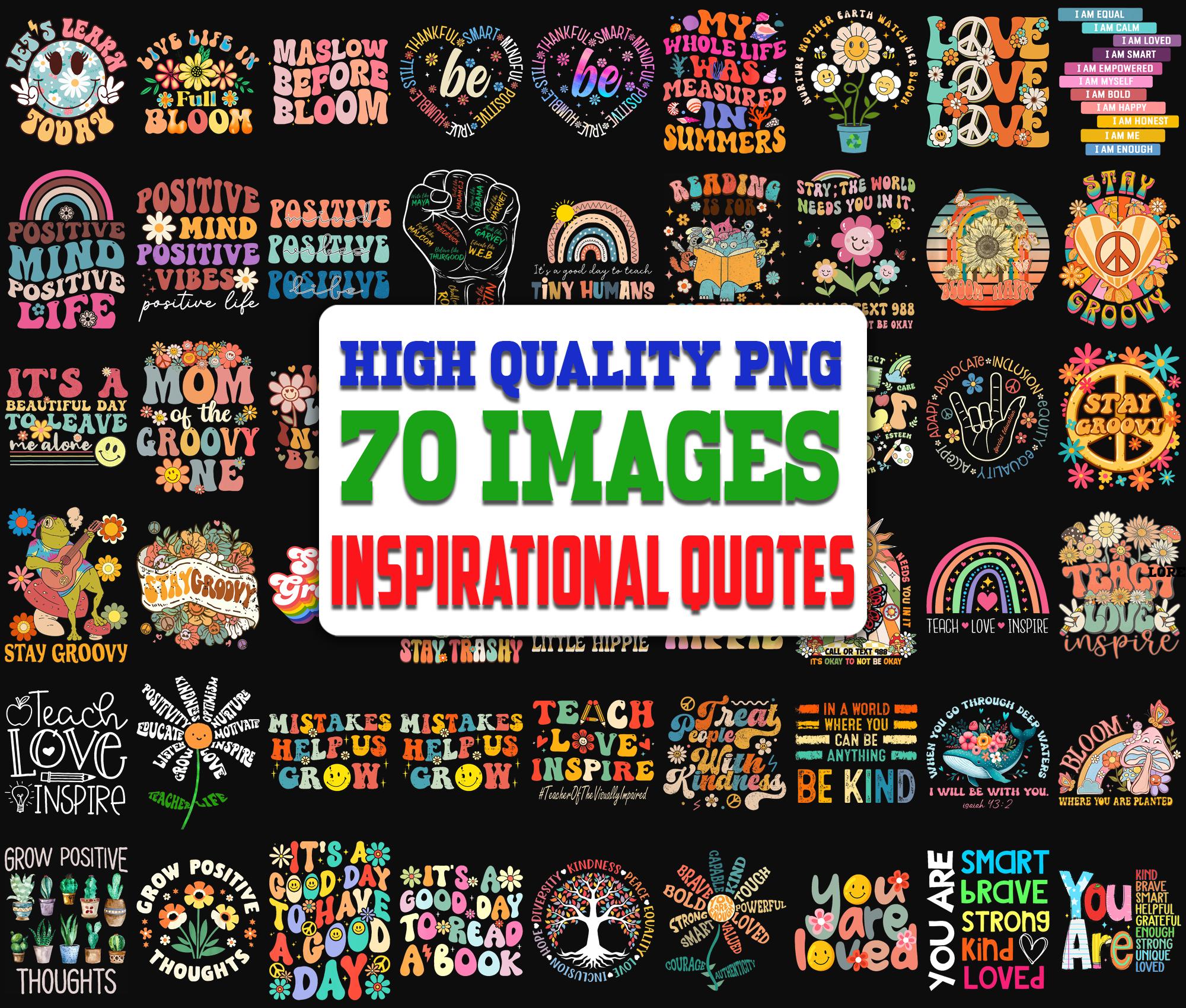70 Inspirational Png Bundle, Motivational Png, Positive Png Bundle, Inspirational Quote, Inspirational PNG, Positive Quotes, Self Love Png