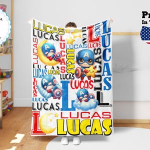Coperta da supereroe personalizzata per dormire, coperta personalizzata con cartoni animati, coperta con cartoni animati, regali di compleanno, coperta con nome personalizzato, coperta per bambino e bambina