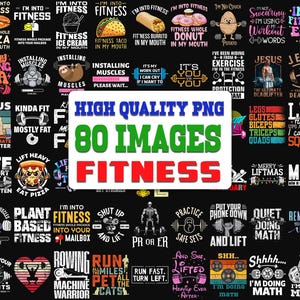 80 Designs Gym-Fitness PNG Bundle, Fitness Motivational Png, Workout Humor Png, Gym Lover Png, Fitness Png, Workout Png, Workout Fitness PNG