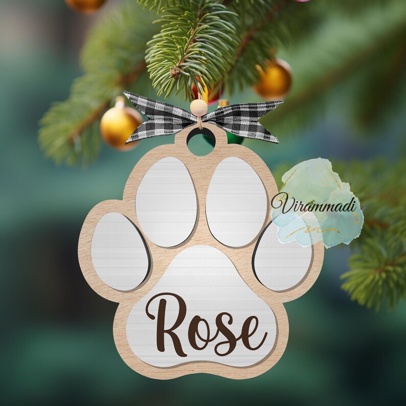 Custom Dog Paw Ornament, Dog's First Christmas Ornament, Dog Adoption