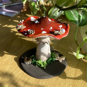 Red toadstool mushroom charm necklace & earrings set of 2