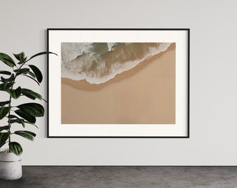 Aerial Beach Ocean Print Wall Art, Nautical Beach Wall Art, Modern Beach Photography Wall Art, Minimalist Beach Print, Digital Printable