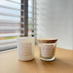 Candle stickers Bride Bridesmaid Maid of Honour gift | bridesmaid proposal box idea | DIY MoH sticker | white wedding favour |various sizes