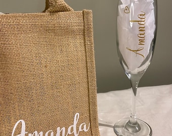 Personalised custom flute champagne decal | vinyl stickers | maid gift | stick on yourself | DIY wedding gift | bridesmaid cups glass box