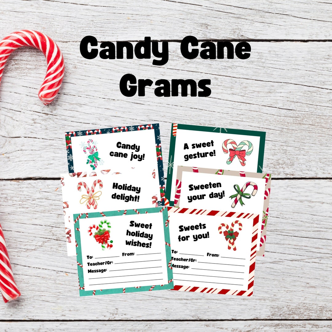 Candy Cane Grams, Christmas Candy Grams, 6 Different Designs, Candy