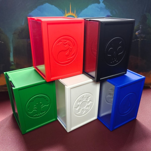 MANA SYMBOL Deck Box Teh Simple 115+  - 100 Double-sleeved deck OR 115 Single-sleeved cards, fits minisnaps inside & toploader as lid