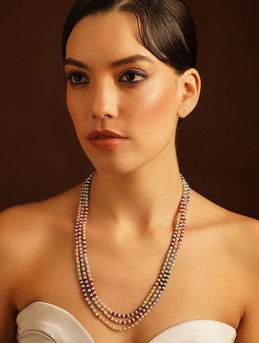 Long Pearl Necklace Set Indian Necklace Gold Necklace Set Statement