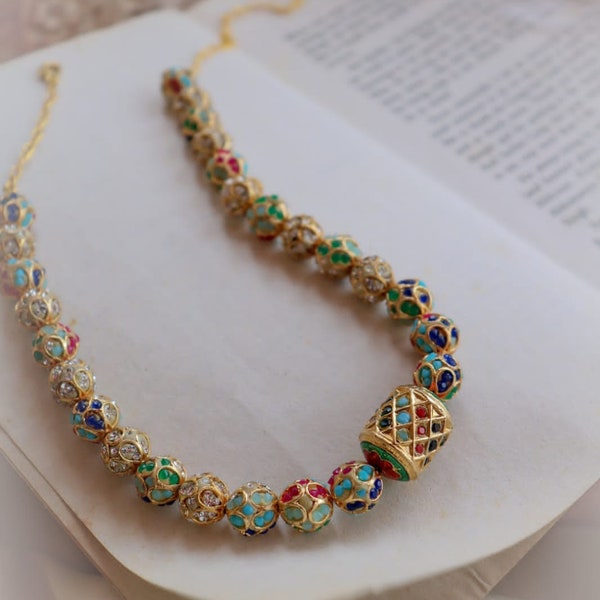Long Polki Necklace| Indian Long Necklace | Pakistani Jewelry | Kundan Long Necklace Mala |Indian Jewelry| semiprecious Stone, Flower Set