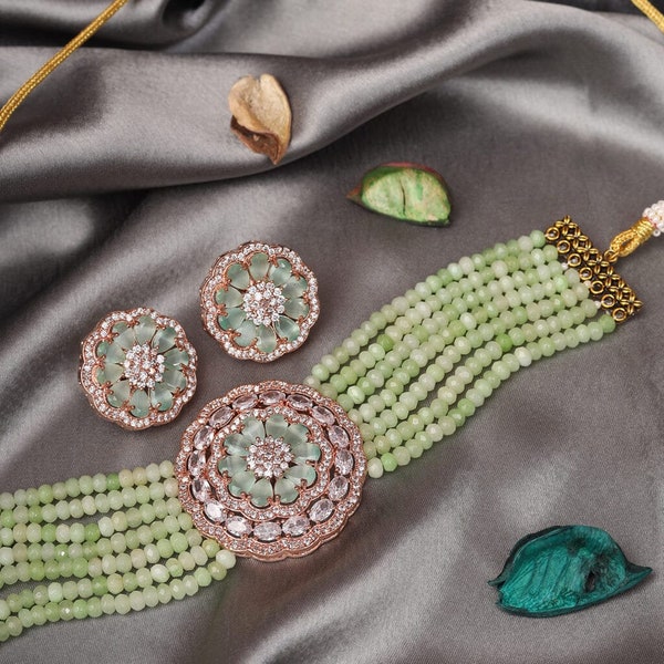 Victorian Uncut PolkiHigh quality Indian Pakista Designer Victorian Necklace Set/Polki Diamond set/Jadau set/Sabyasachi Inspired Jewelry set