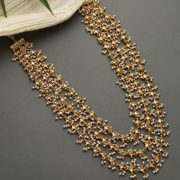 Ensemble de collier long 3 couches/Ensemble de collier de créateur/Ensemble multicolore/Collier victorien/Long collier kundan/Ensemble Navratan/bijoux sabyasachi/ensembles