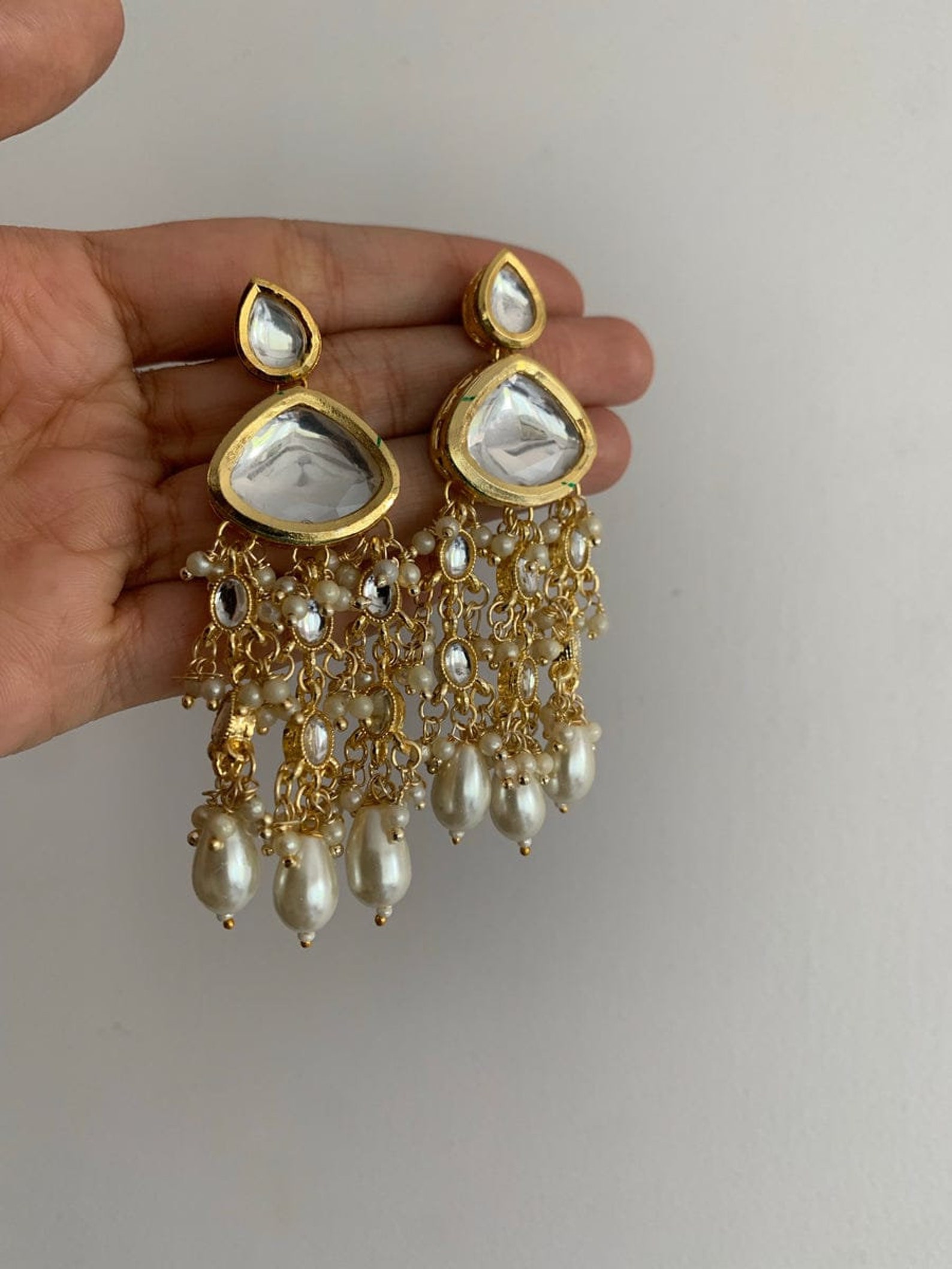 Long Fashion Necklace/ Gold Necklace /indian Necklace/polki Etsy