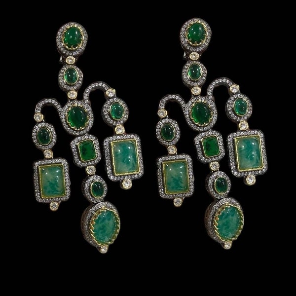 Sabhyasachi Earrings,Designer Sabyasachi Jewelry, Sabhya ,Deepika earrings,Sabyasachi inspired tropical earrings,Long Indian Earring