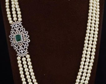 Kundan Jewelry Set CZ Necklace Pearl Long Necklace Indian Jewelry Pakistani Jewelry Long Victorian Necklace Sabyasachi Jewelry Indian Studs