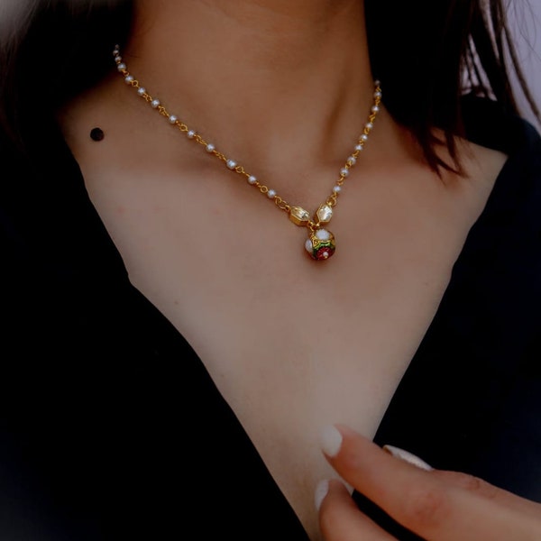 Long Polki Necklace| Indian Long Necklace | Pakistani Jewelry | Kundan Long Necklace Mala |Indian Jewelry| semiprecious Stone, Flower Set