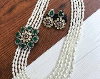 Victoriaanse ongesneden PolkiHoge kwaliteit Indiase Pakista ontwerper Victoriaanse ketting set/Polki Diamond set/Jadau set/Sabyasachi geïnspireerde sieraden set