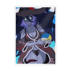 以下が含まれることがあります： 黒髪で緑色の目をした女性が、黒と赤の着物に黒いビキニを着用しています。彼女は黄色と青のビーチボールを持っています。