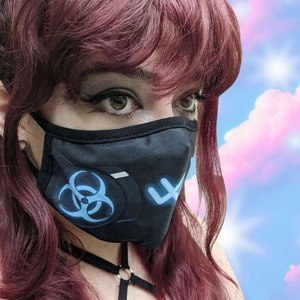 Bio Bunny Mask  |  Cyberpunk Mask |  Cute Mask  | Rave Mask | Gas Mask Print | Alt Mask | Alt Fashion